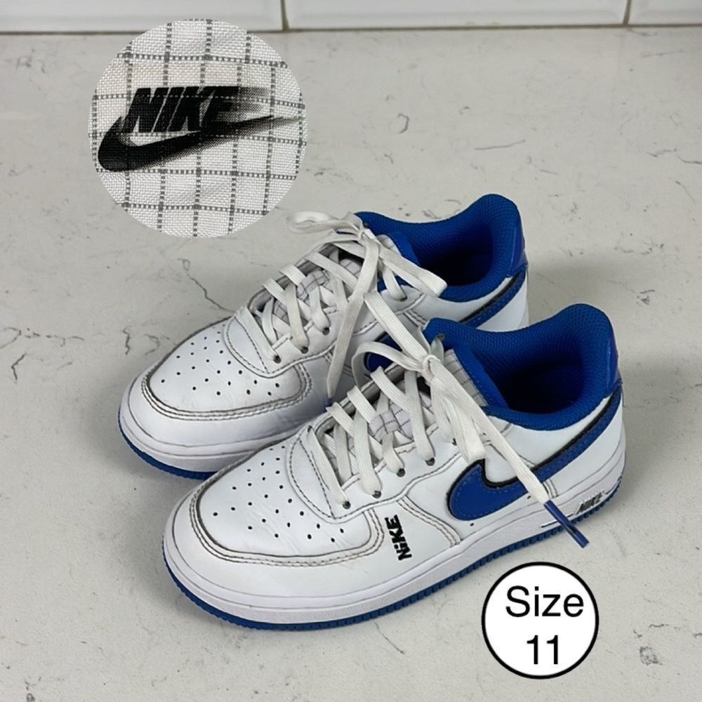 Little Kid's Nike Force 1 LV8 White/White-Black-Game Royal (DO3807 100) Size 11C